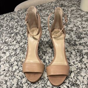 Elegant Nude Ankle Strap Heels